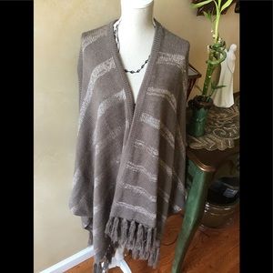 New York & Co. Knit Wrap With Fringe And Metallic Threading